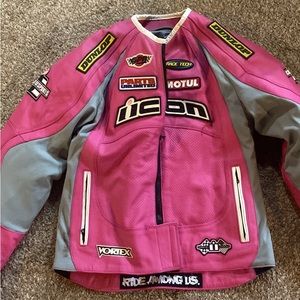 Ladies Icon Motorcycle Riding Jacket Pink
